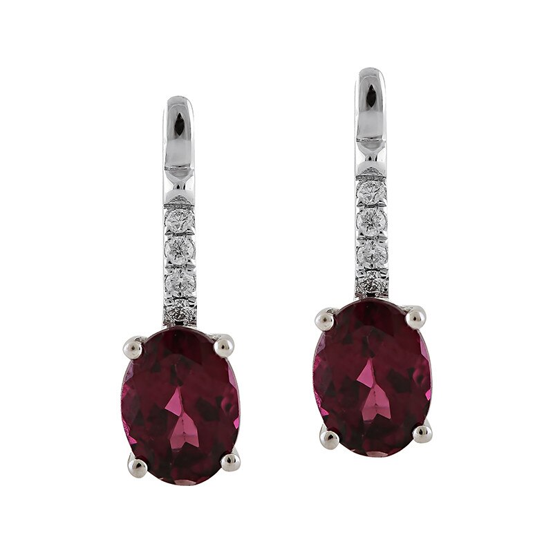 Cercei Deruvo Aur 18k Diamante, Rodolite E30035R-W