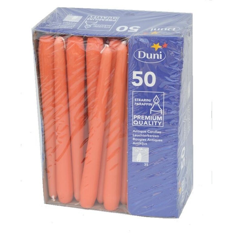 Lumanari Duni Antique, Portocalii, 25 cm, ardere de 7.5 h, 50 buc