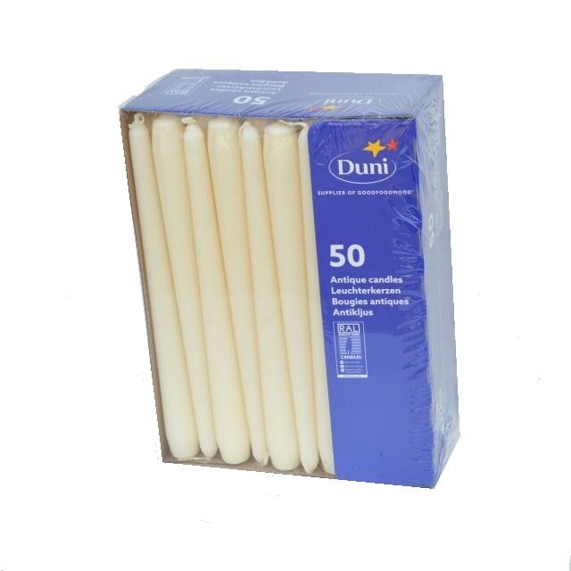Lumanari Duni Antique, Crem, 25 cm, ardere 7,5 h, 50 buc