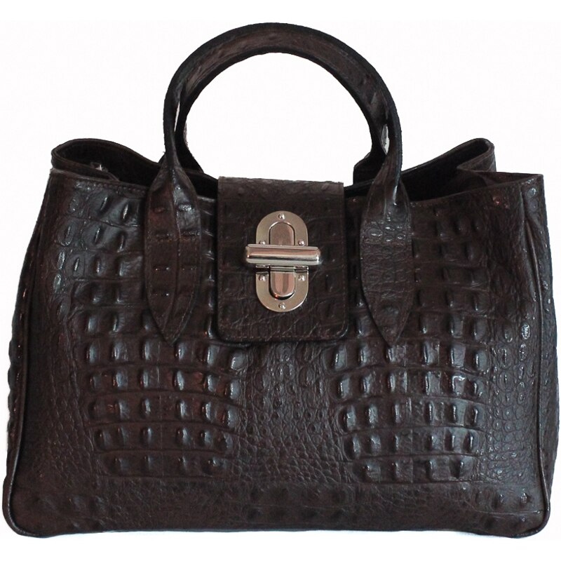 Geanta Laura din piele naturala pentru femei, maro brun