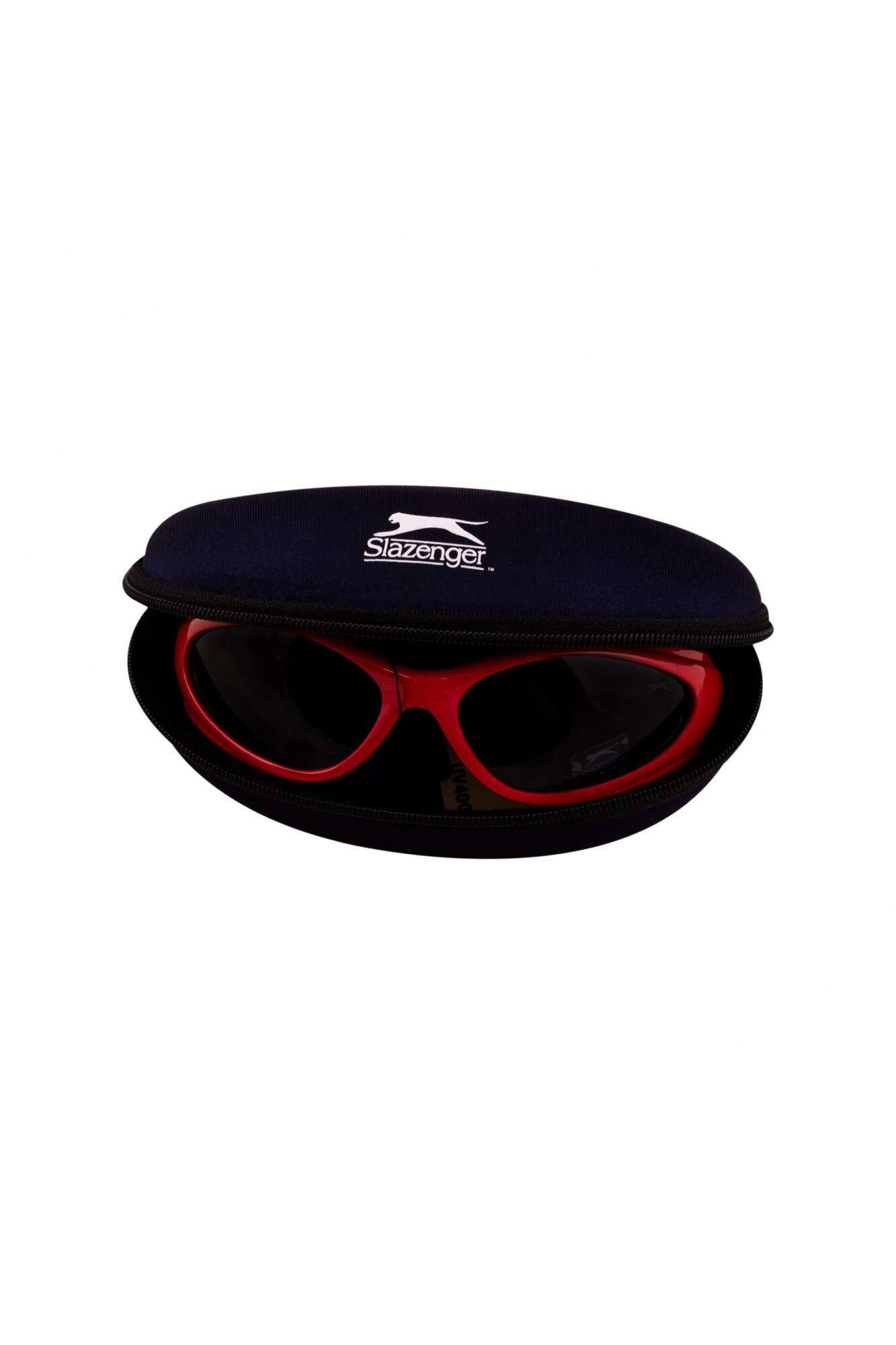 Ochelari de soare Slazenger, 100% protectie UV, lentile fumurii, cu husa depozitare, Rosu