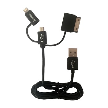 Cablu de date Hama 30p3in1, pentru iPhone/iPad, Negru Cablu de date Hama 30p3in1, pentru iPhone/iPad, Negru