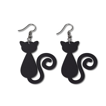 Cercei Negri 'Pisici' din Plexiglas, decupati laser, 2.6 x 3 cm Cercei Negri 'Pisici' din Plexiglas, decupati laser, 2.6 x 3 cm