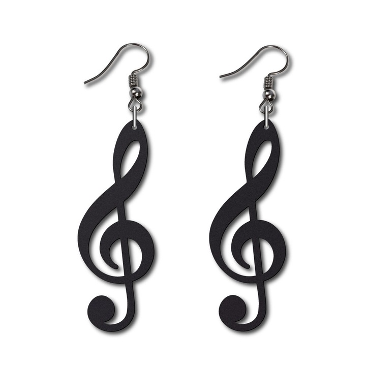 Cercei Negri 'Cheiasol' din Plexiglas, decupati laser, 1.45 x 4 cm