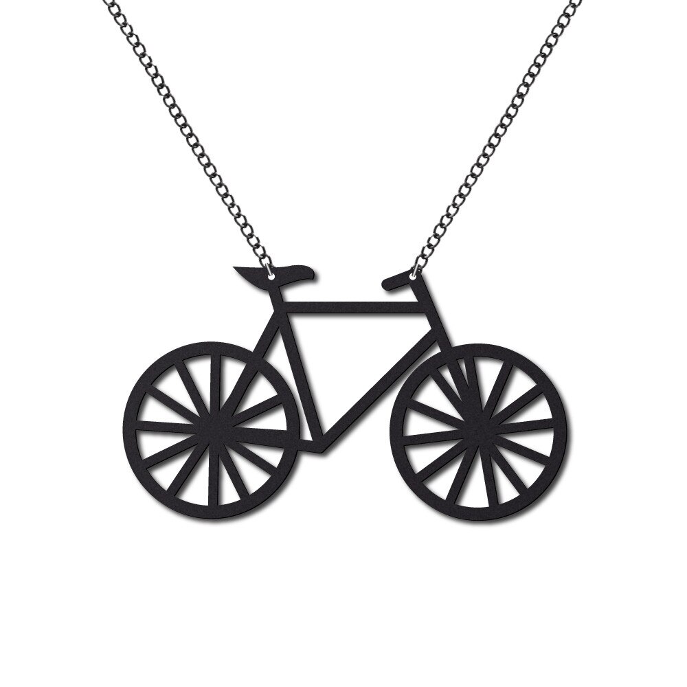 Lant cu Pandantiv 'Bicicleta' 10x5.7 cm, plexiglas negru, decupat laser
