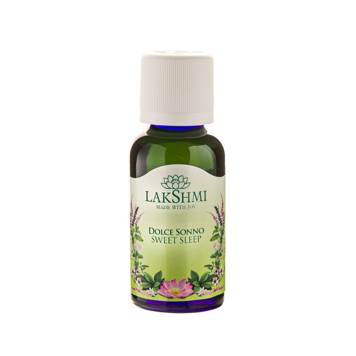 Sinergie uleiuri esentiale 100% pure Somn Dulce 30 ml Lakshmi, aromaterapie premium pentru relaxare, atmosfera calma, cu lavanda, mandarina, bergamota, vetiver, angelica si lemn de santal