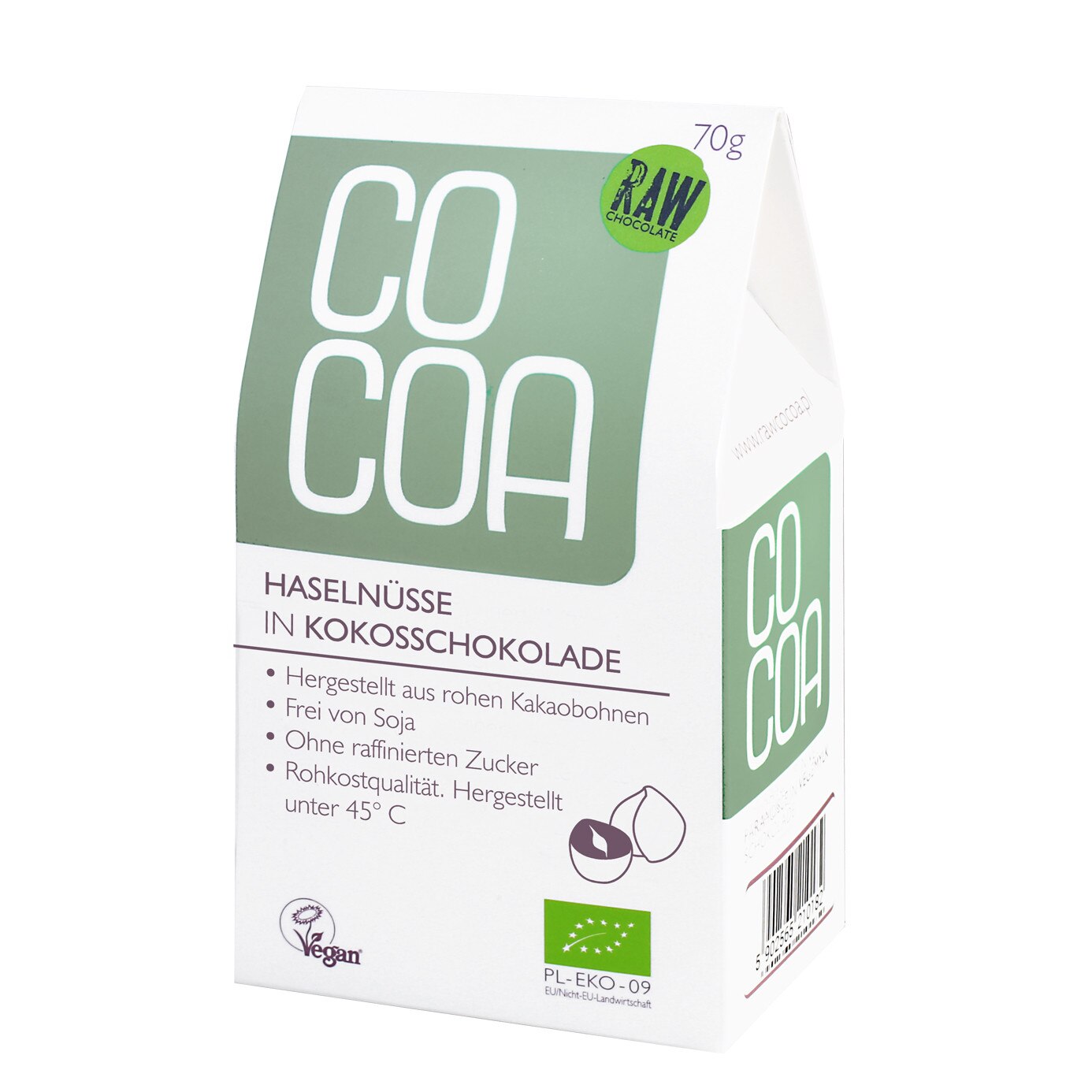 Alune de Padure in Ciocolata RAW cu Cocos ECO 70 G