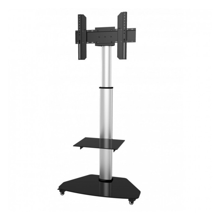 Stand TV/LCD/LED, profesional, aluminiu, Techly, 37"- 70", Reglabil, Rafturi incluse, 40 kg, Argintiu ICA-TR3SL 108903