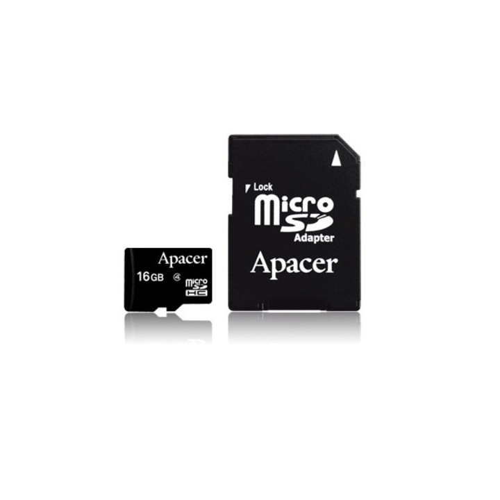 Карта памет Apacer 16GB MicroSDHC Class 4, SD Адаптер