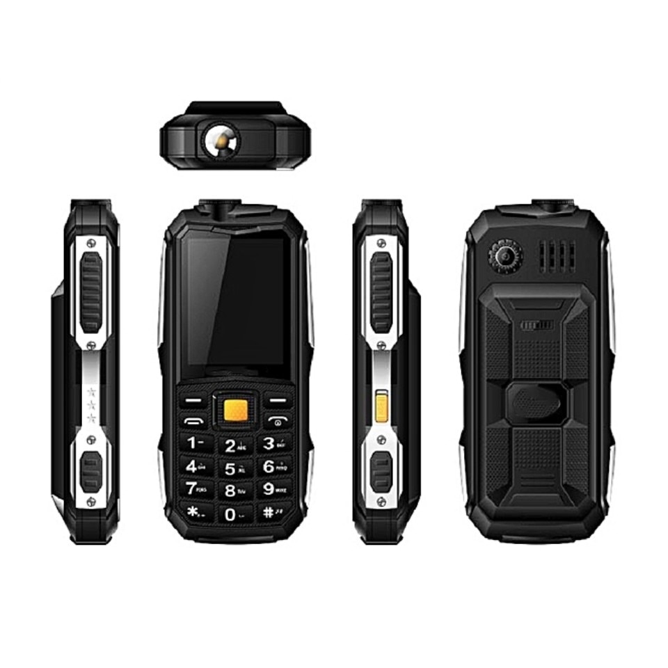 Telefon rezistent dual sim, baterie puternica 13000 mAh, display color, lanterna, militar