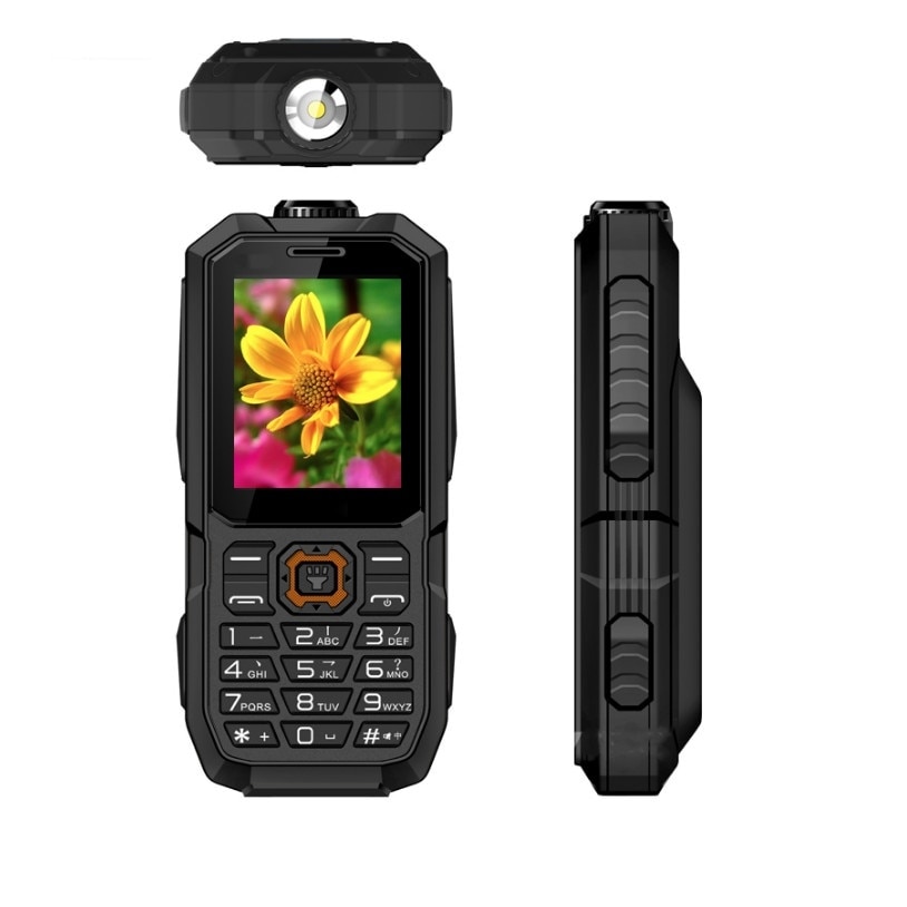 Telefon rezistent dual sim, baterie puternica 13000 mAh, display color, lanterna, militar