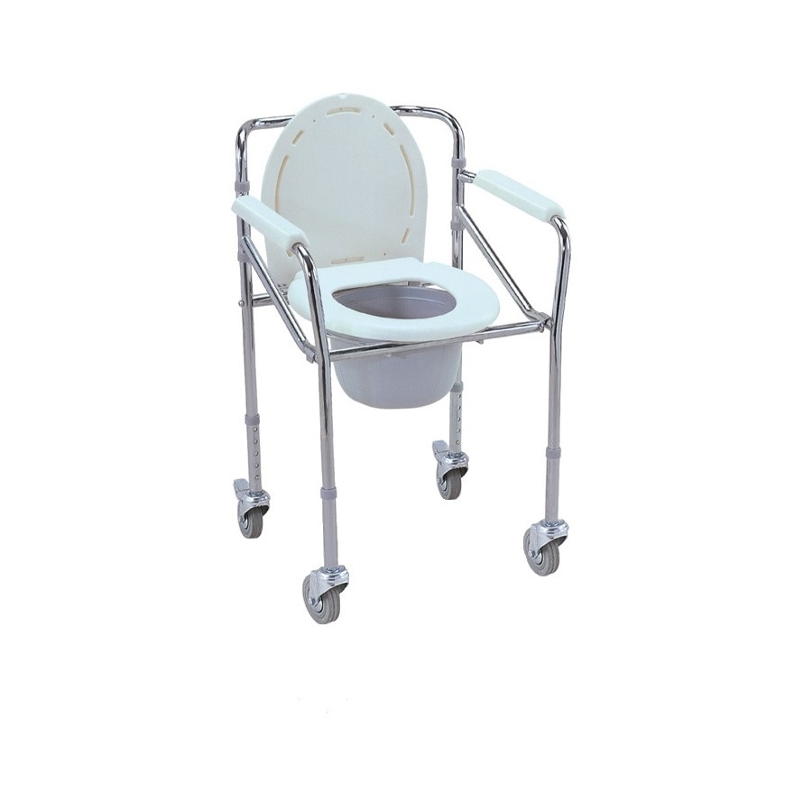 Scaun de toaleta 3 in 1 pliabil cu roti, alb, FS696