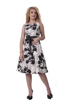 Rochie de zi, Janette, Alb/Negru, 42 EU Rochie de zi, Janette, Alb/Negru, 42 EU