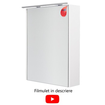 Oglinda baie Mdf vopsit lucios, 60 cm cu dulap compartimentat cu 3 rafturi+ lampa cu leduri 60 cm Oglinda baie Mdf vopsit lucios, 60 cm cu dulap compartimentat cu 3 rafturi+ lampa cu leduri 60 cm