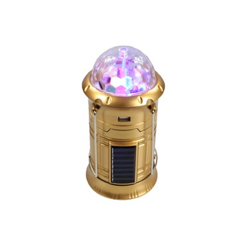 Felinar Led si RGB Disco cu Lanterna si USB 1 W + 6 LED + 3 LED Colorate, Incarcare Priza 220V + Panou Solar, Model Soundvox™ SL-5802, Auriu Felinar Led si RGB Disco cu Lanterna si USB 1 W + 6 LED + 3 LED Colorate, Incarcare Priza 220V + Panou Solar, Model Soundvox™ SL-5802, Auriu