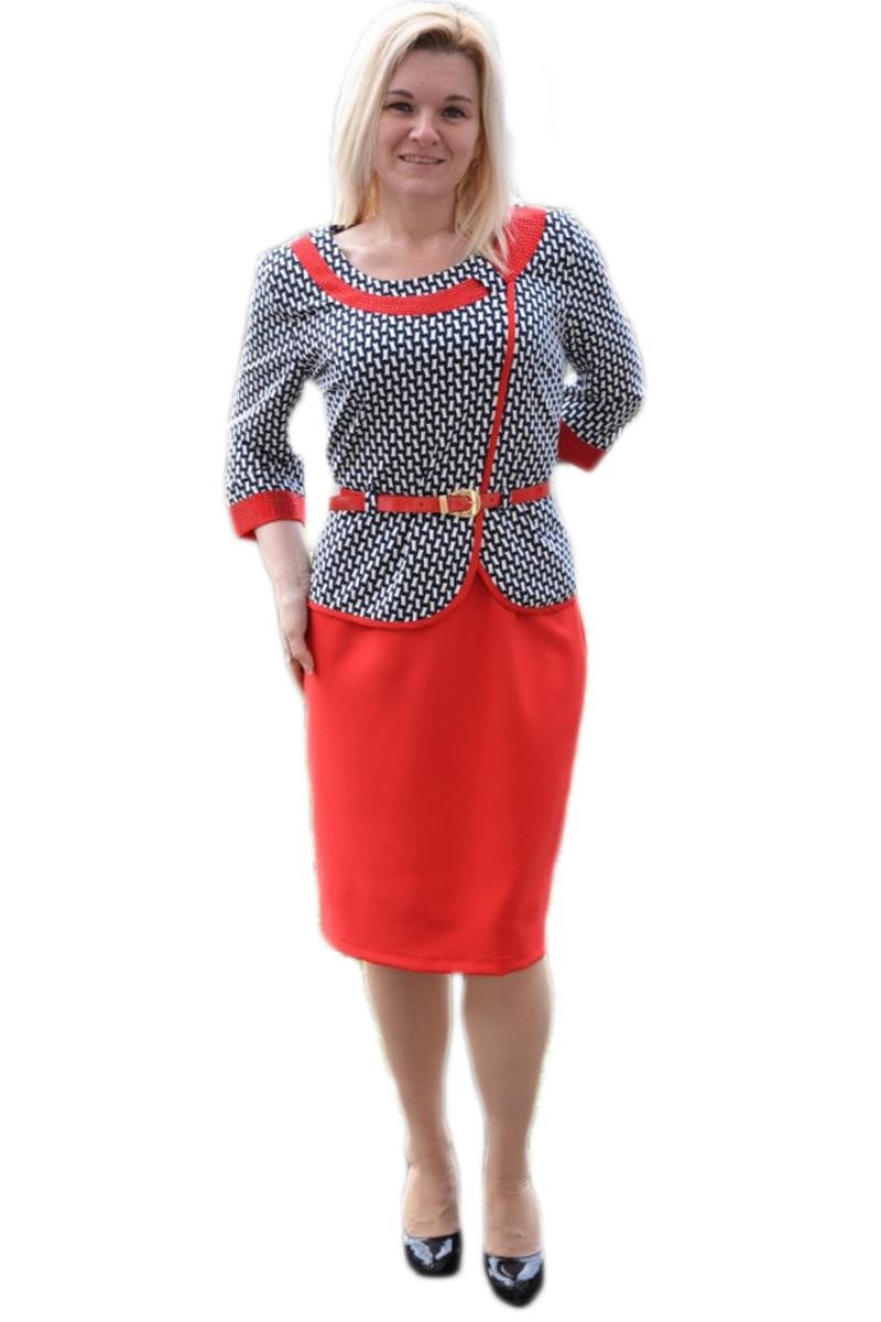 Rochie fashion tip costum, cu insertii de strasuri,D&J Exclusive, Bleumarin-rosu
