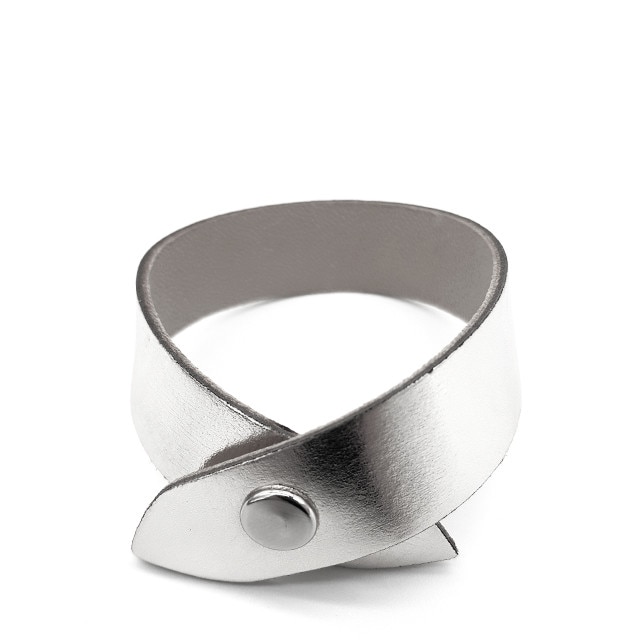 Bratara dama Shiny Silver din piele naturala argintiu stralucitor