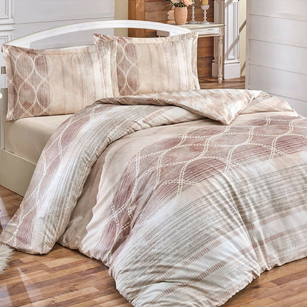Lenjerie de pat bumbac 100% SONIA, pentru pat 2 persoane, 4 piese, 200x220 / 50x70, bumbac ranforce