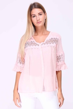 Bluza cu nasturi, Freshattitude, Roz Pudra Bluza cu nasturi, Freshattitude, Roz Pudra
