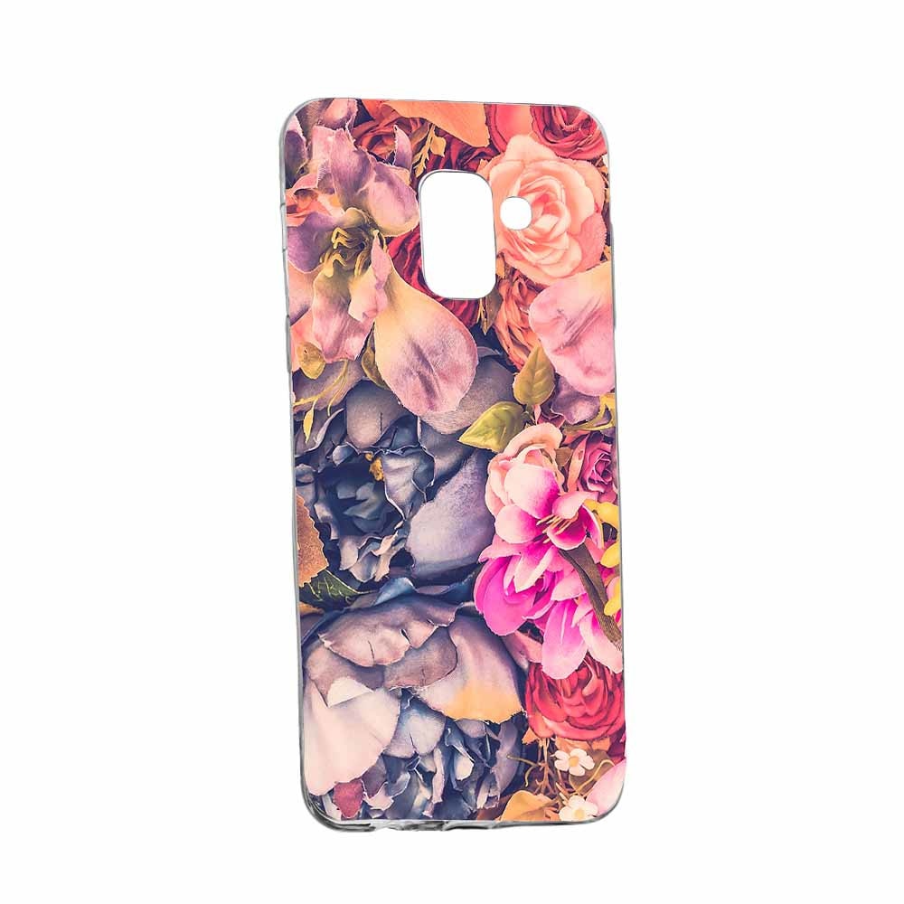 Husa Silicon, Transparent, Slim, Floral, Samsung Galaxy A6 2018