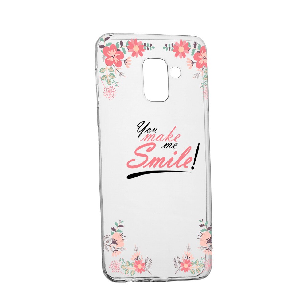 Husa Silicon, Transparent, Slim, You Make Me Smile, Samsung Galaxy A8 2018 Plus