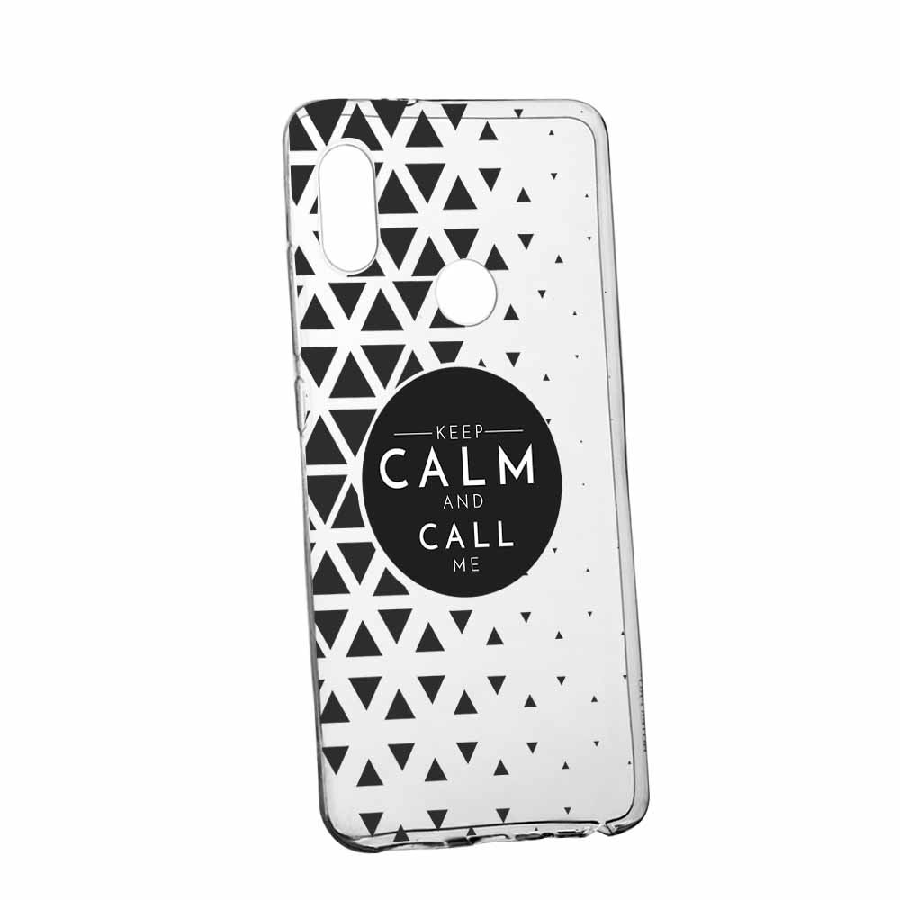 Husa Silicon, Transparent, Slim, Keep Calm, Huawei P20 Lite