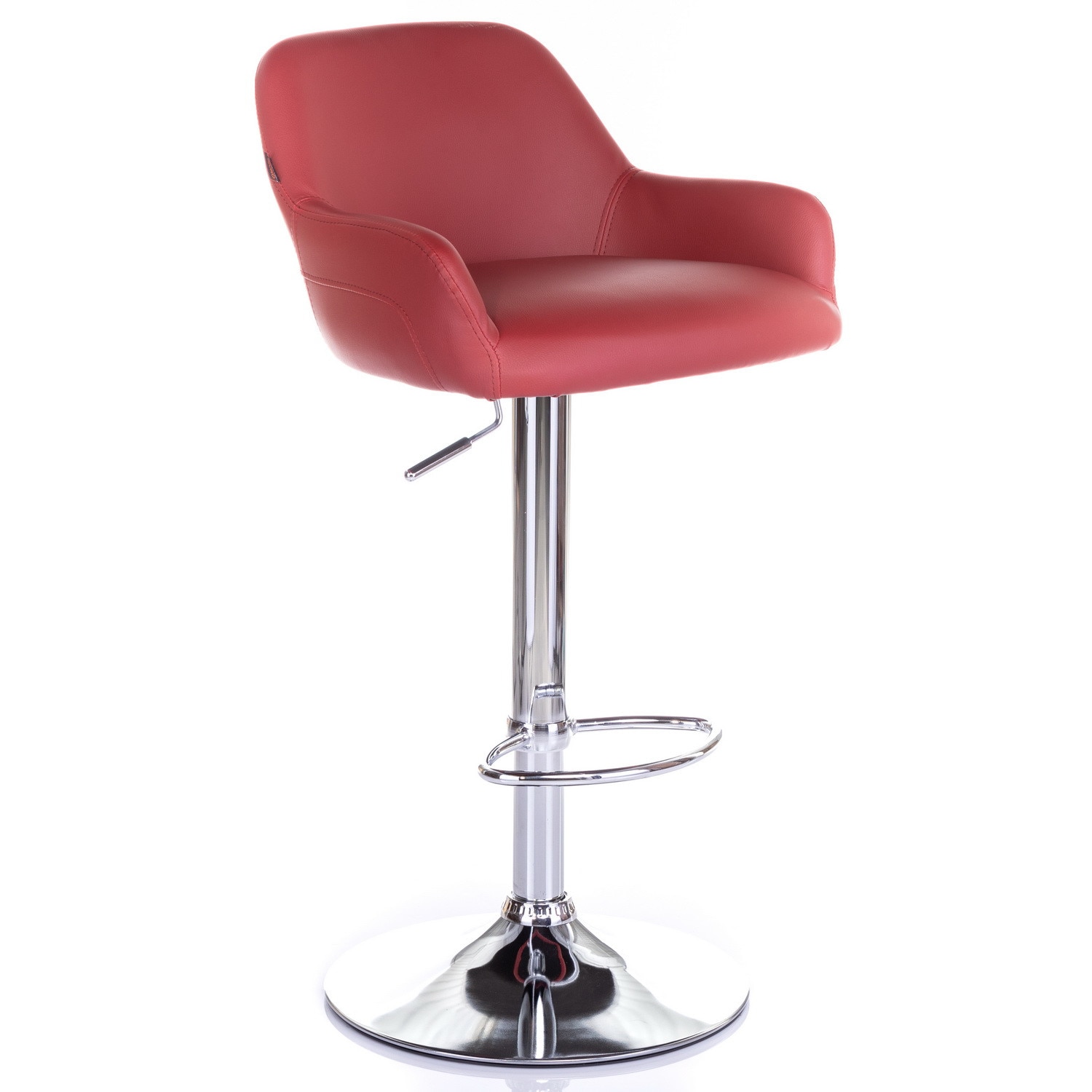 Scaun bar QMOBILI Mavis Bordo, piele ecologica PU, rotativ, baza cromata rotunda, suport picioare