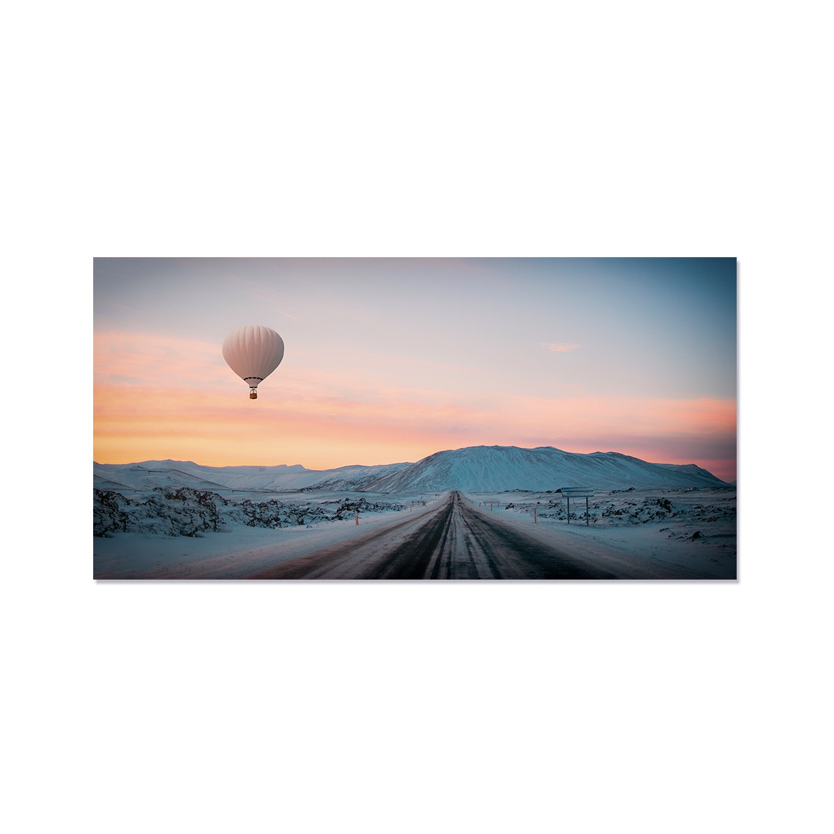 Tablou Canvas - Munti, Balon, Liniste, Iarna, Apus de soare, 50 x 100 cm