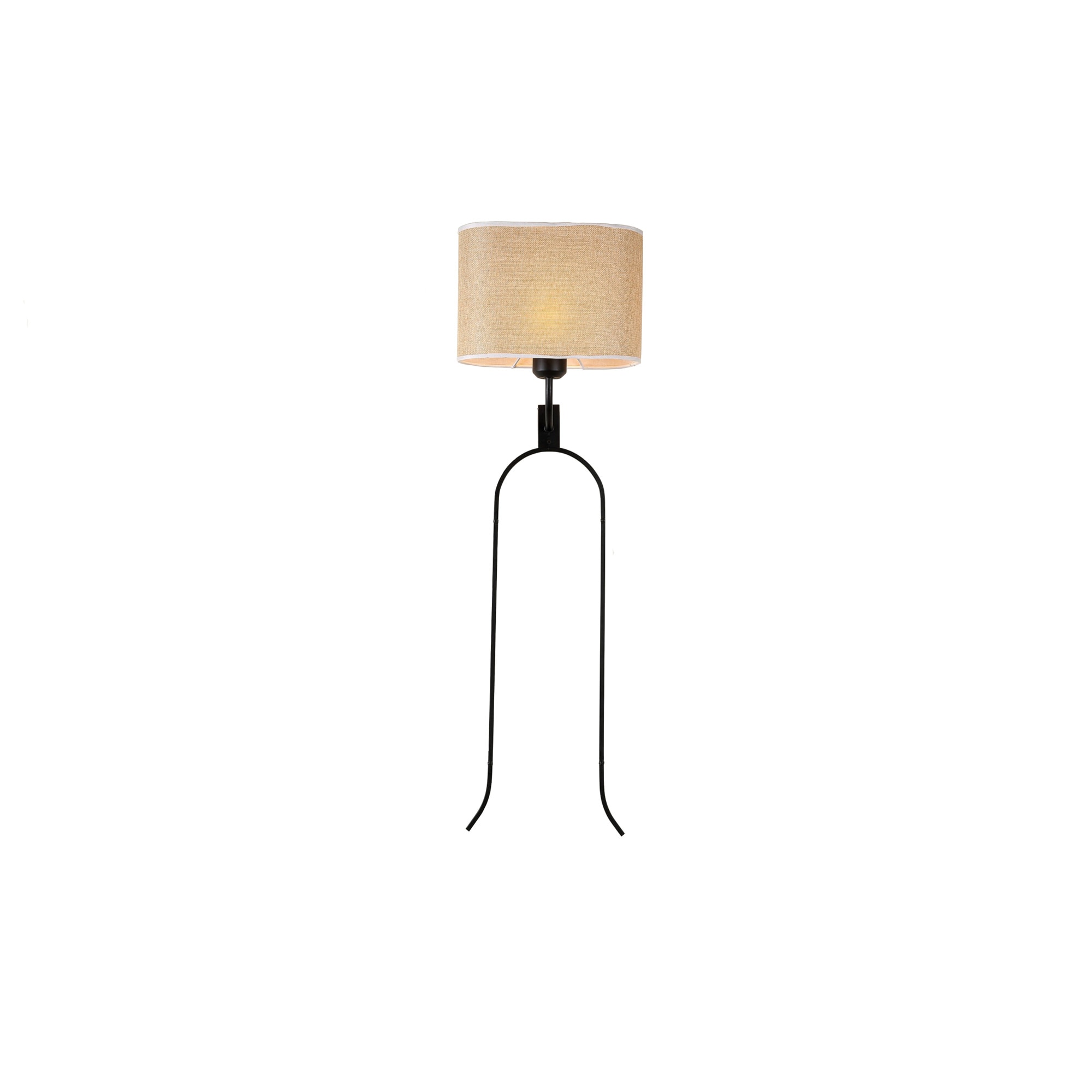Aplica perete Maison M, structura metalica, inaltime 80 cm, culoare negru cu crem, lampadar din panza