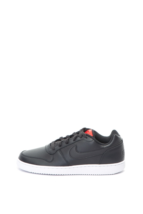 Nike, Ebernon sneakers cipő bőrszegélyekkel, Koptatott fekete, 10.5