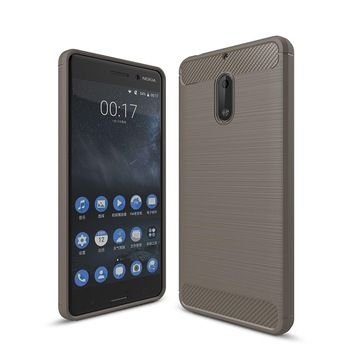 Husa Nokia 6 Carbon Fibre Brushed - gri Husa Nokia 6 Carbon Fibre Brushed - gri