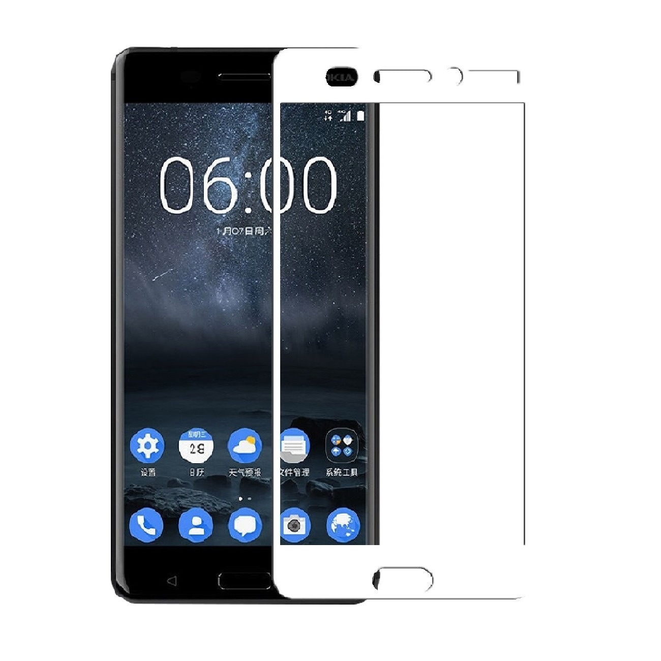 Folie Sticla Securizata Full Screen Nokia 6 - alb