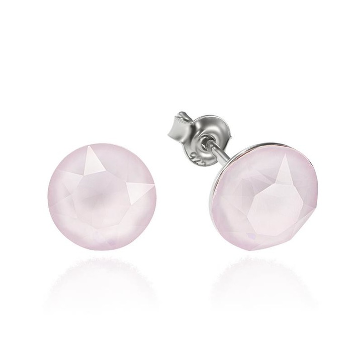 e-Crystal - 925 ezüst ródiumozott stud fülbevaló® Xirius 6mm Powder Rose kristályal