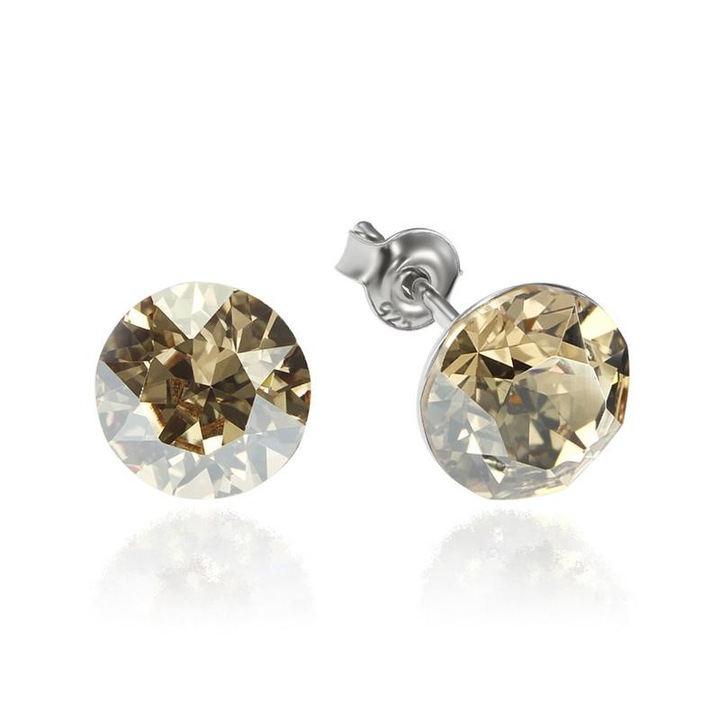 e-Crystal - 925 ezüst ródiumozott stud fülbevaló® Xirius 6mm Golden Shadow kristályal
