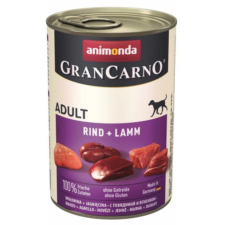 Conserva pentru caini, Animonda, Gran Carno, Carne de vita si miel, 400 g