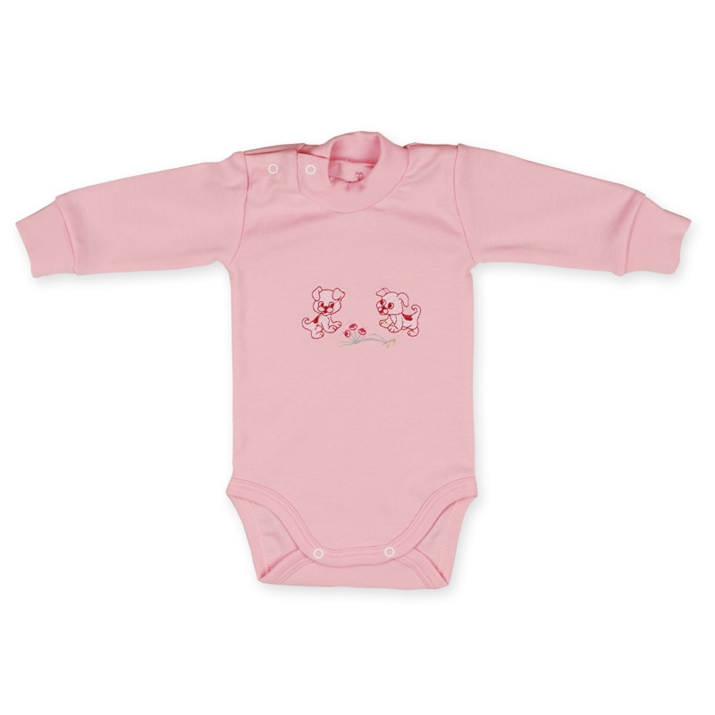 Body cu maneca lunga pentru 2-3 luni, roz