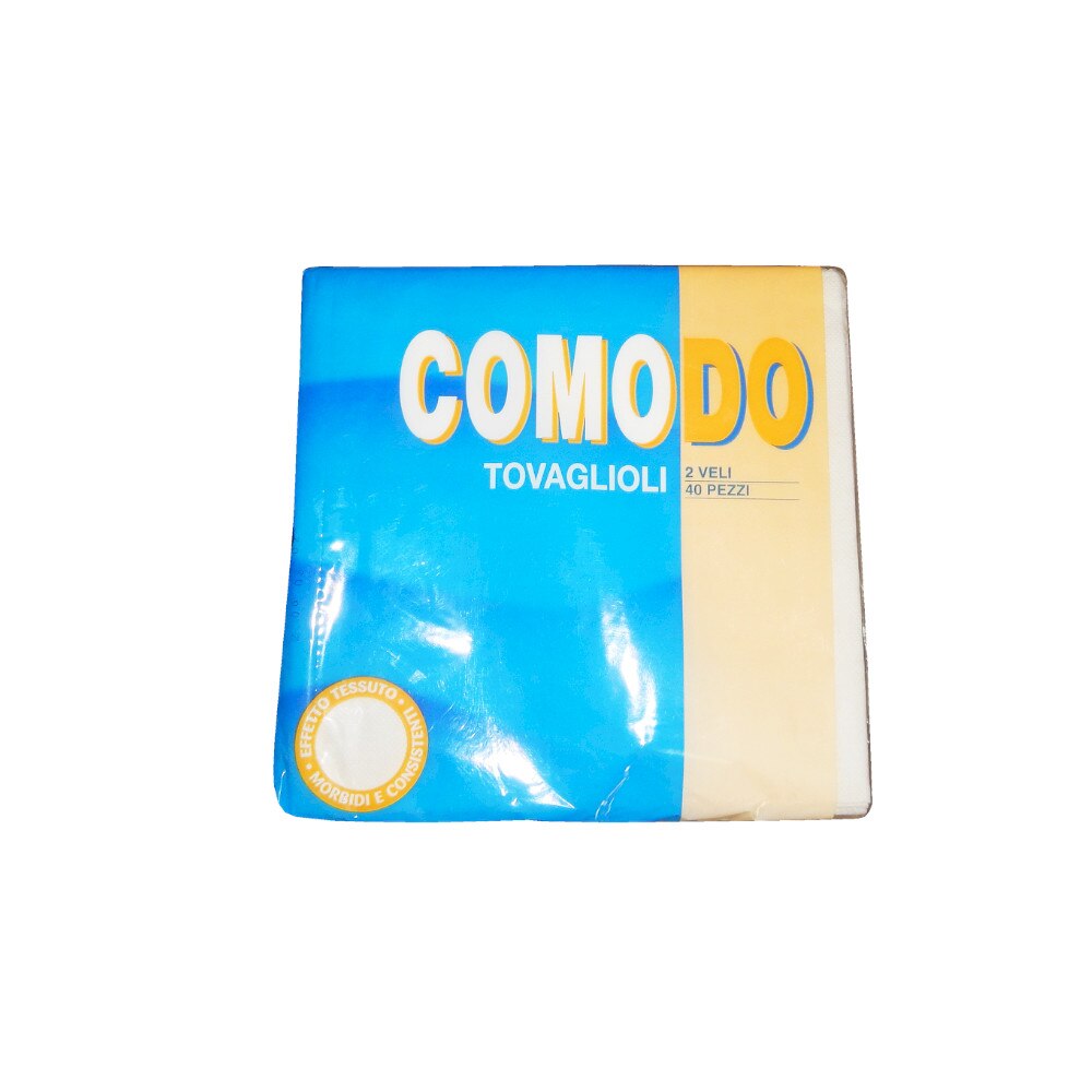 Servetele albe de masa Comodo Eco, efect textil, 38X38 cm, 2 straturi, pliate, 40 buc/pac