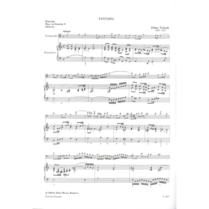 Schenk, J.: 12 Pieces for Violoncello from Scherzi Musicali 1