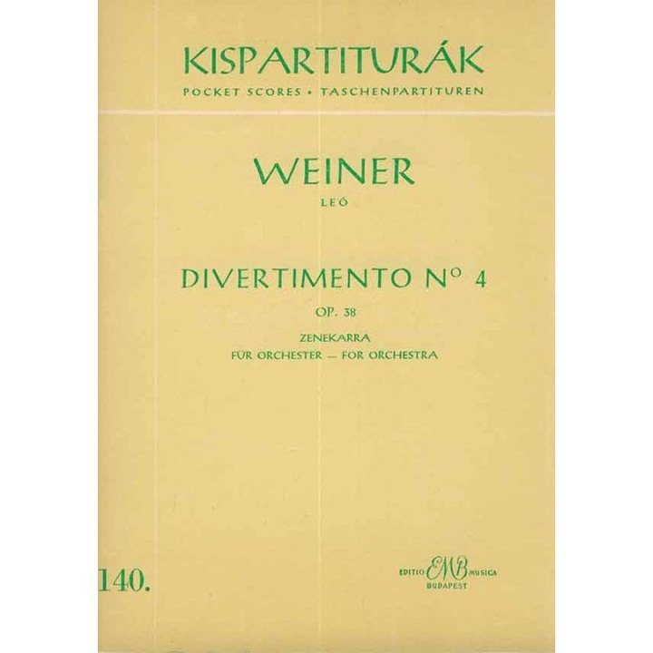 Weiner Leó: Divertimento No. 4 pocket score Op. 38