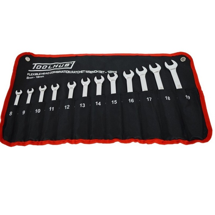 Set de chei combinate cu clichet si cap rotativ