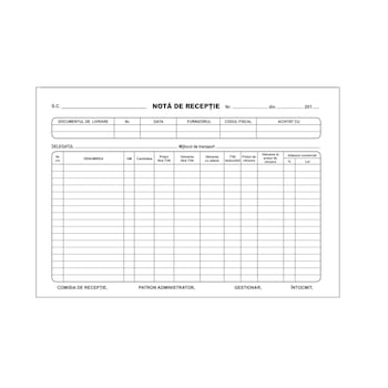 Note de Receptie, Format A4, 100 File/Carnet, Note de Receptie Nepersonalizate, Tipizat si Formular Fiscal Contabil Nepersonalizat Note de Receptie, Format A4, 100 File/Carnet, Note de Receptie Nepersonalizate, Tipizat si Formular Fiscal Contabil Nepersonalizat