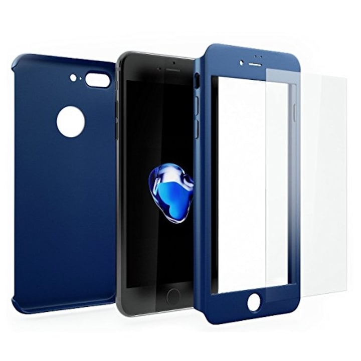 360 Omni Кейс + Стъклен протектор за iPhone 6 Plus, Тъмносин