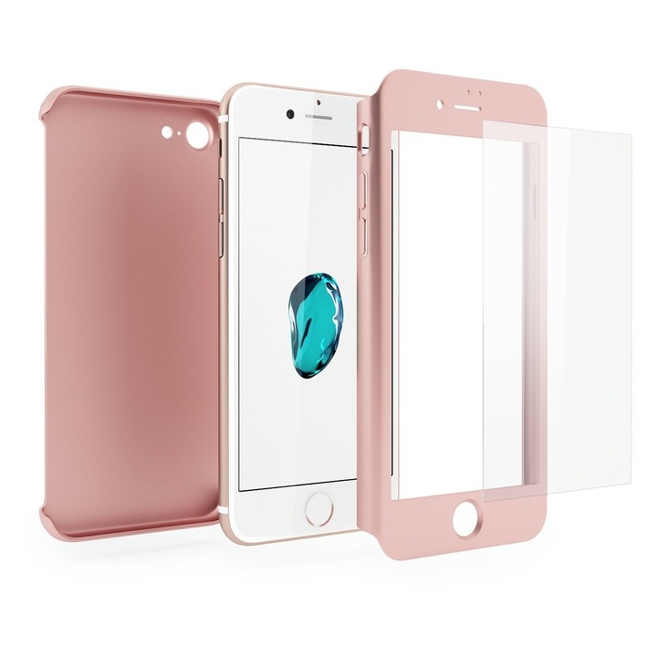 360 Omni Кейс + Стъклен протектор за iPhone 6 Plus, Розов
