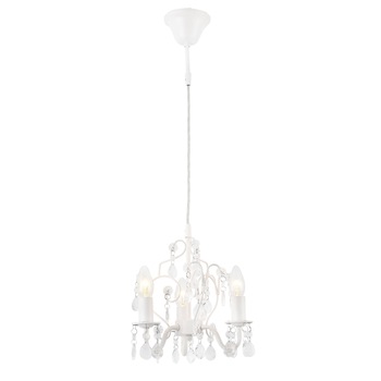 Lustra design cristal Luzern, lux.pro, 3 x E14,, 140 x Ø 26 cm, metal/plastic/ cristale artificiale, alb Lustra design cristal Luzern, lux.pro, 3 x E14,, 140 x Ø 26 cm, metal/plastic/ cristale artificiale, alb