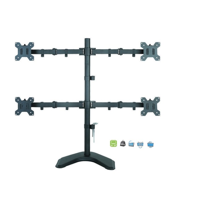 Поддръжка на Techly VESA 13 "-27" плот за бюро 40 кг (4 монитора)