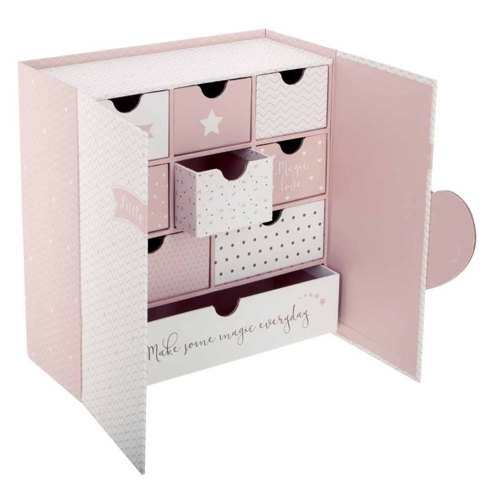 Cutie in forma de inima, 9 compartimente, Roz / Alb