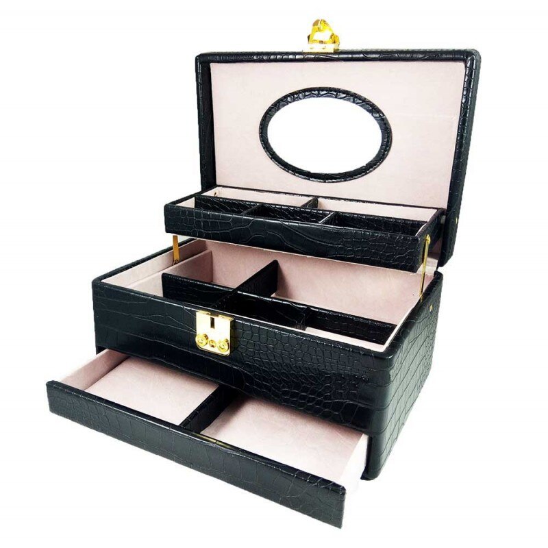 Caseta Bijuterii Piele Ecologica Neagra Ruxandra