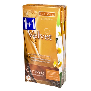 Benzi depilatoare corp, Karaver, CHAMOMIL 12+ 12 buc +4 servetele 1+1 GRATIS Benzi depilatoare corp, Karaver, CHAMOMIL 12+ 12 buc +4 servetele 1+1 GRATIS