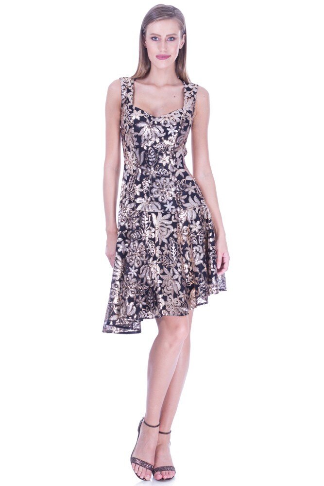 Rochie aurie tul paietat Liza Panait I-145E