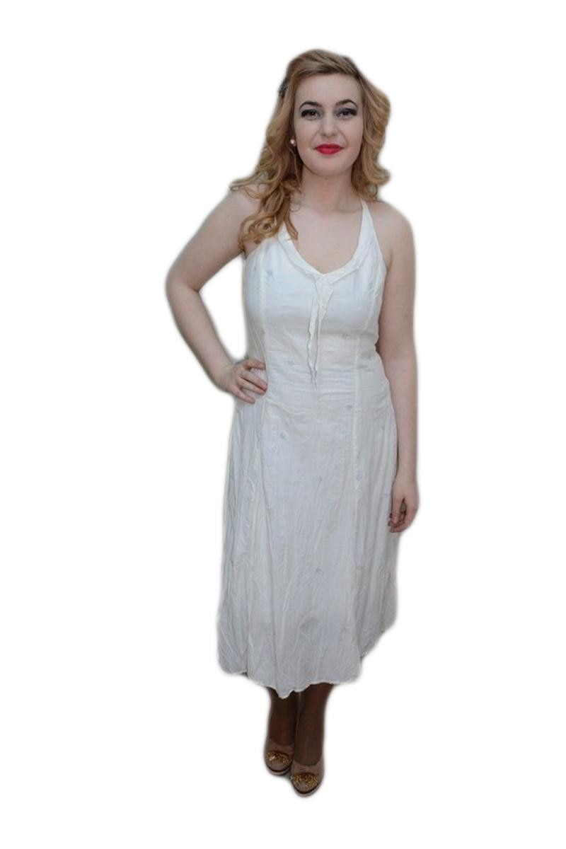 Rochie usoara, comoda, material cu aspect sifonat, D&J Exclusive, Alb